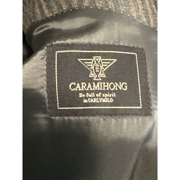Caramihong Sport Coat‎ Jacket Brown Gray Striped 95% Wool 3 Button Men's Sz 42A - Picture 3 of 5